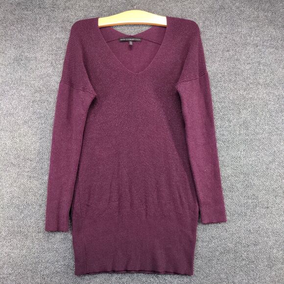 White House Black Market Women's Sweater Dress Purple Small Long Sleeve V-Neck - Picture 2 of 12